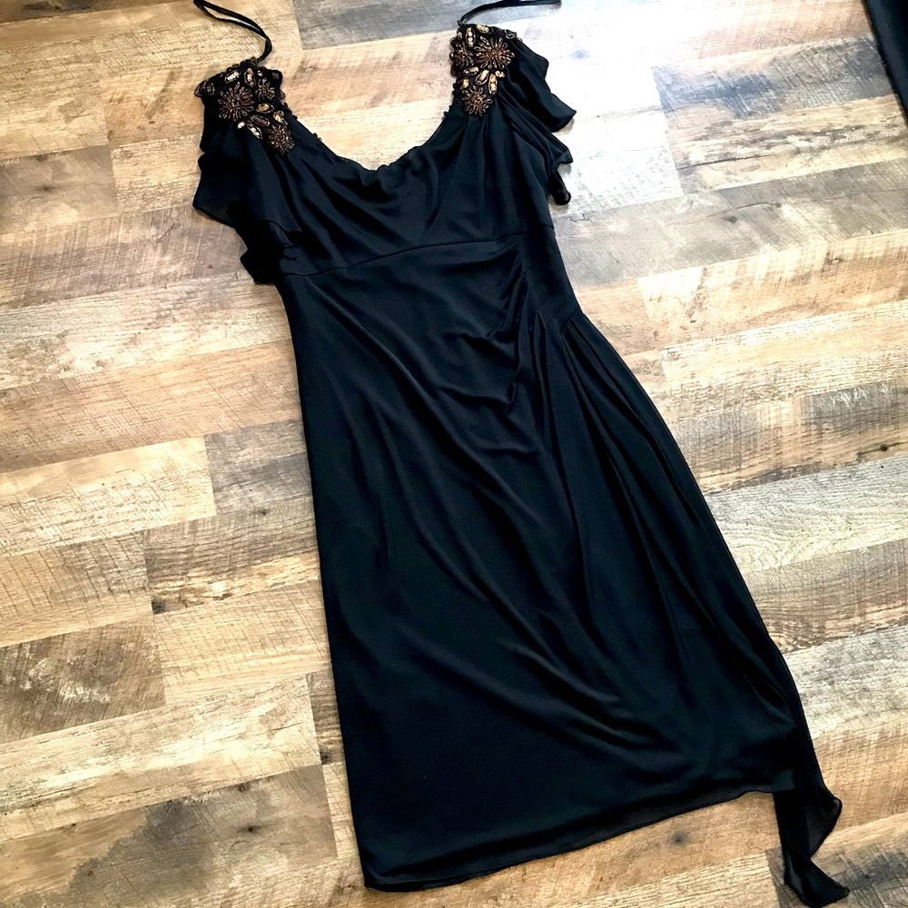 Alex Evenings Black Embroidered Formal Dress Size 6